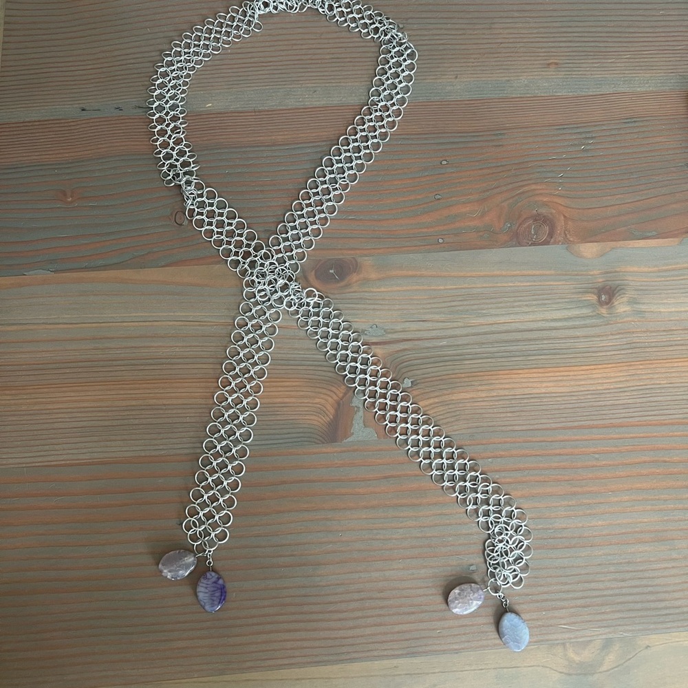 Chain Necklace with Purple stones